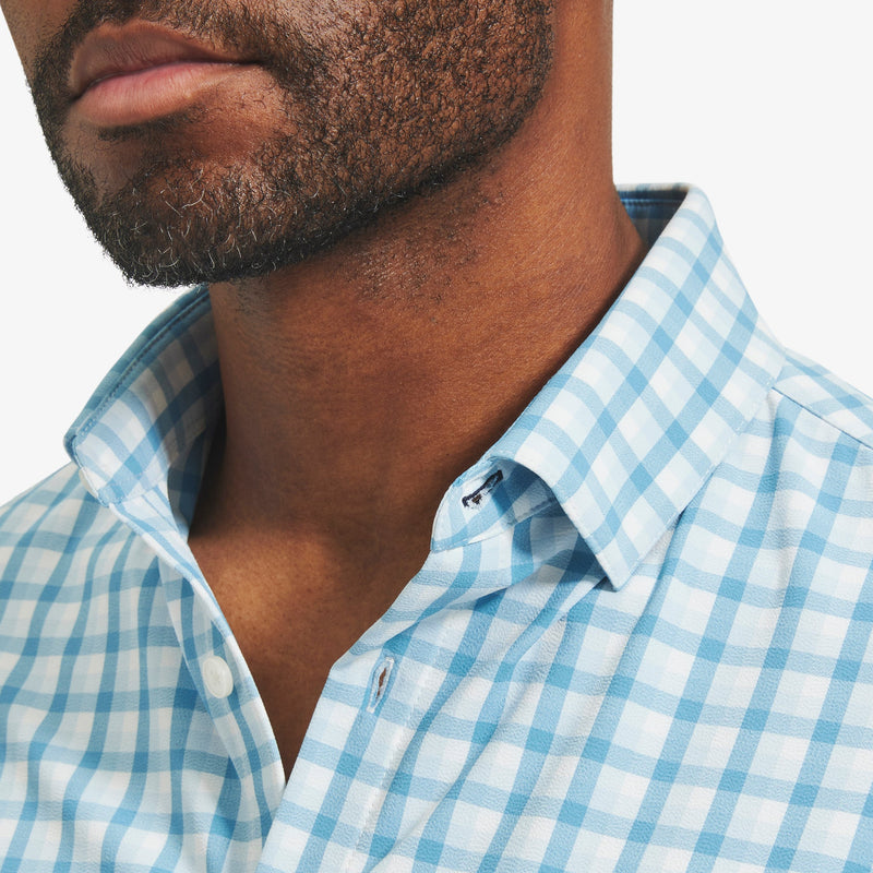 Leeward Dress Shirt - Blue Tonal Check, lifestyle/model