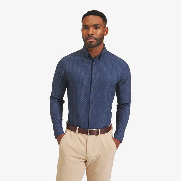 Leeward Dress Shirt - Navy Pink Dot&nbsp;Print, featured product shot