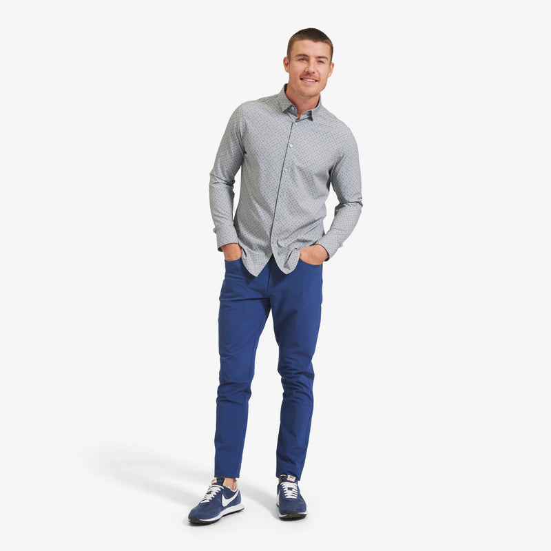 Leeward No Tuck Dress Shirt - Gray Pink Diamond Print, lifestyle/model