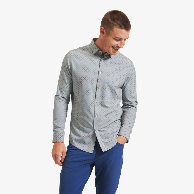 Leeward No Tuck Dress Shirt - Gray Pink Diamond Print, featured product shot