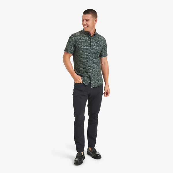 Leeward Short Sleeve - Navy Green Leaf&nbsp;Print, lifestyle/model photo