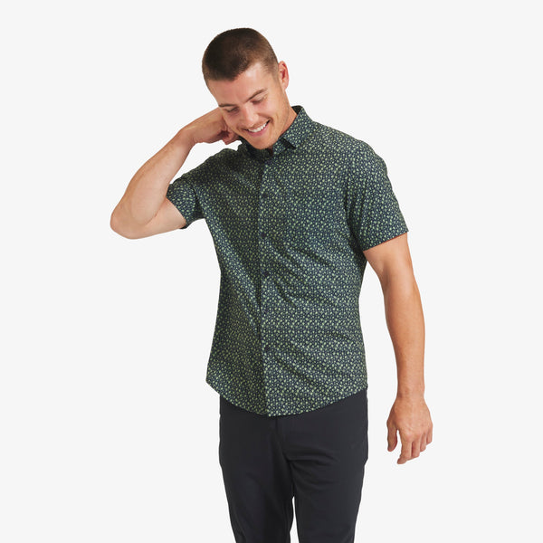 Leeward Short Sleeve - Navy Green Leaf&nbsp;Print, lifestyle/model photo
