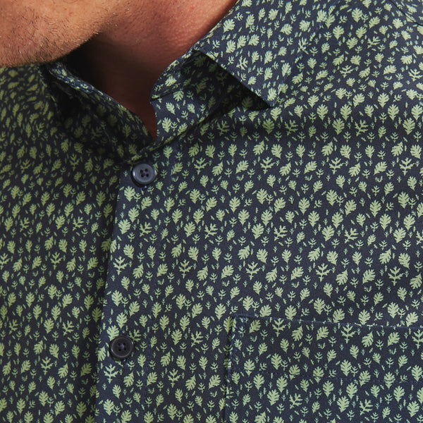 Leeward Short Sleeve - Navy Green Leaf&nbsp;Print, lifestyle/model photo