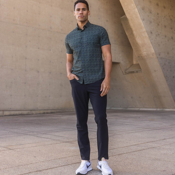 Helmsman 5 Pocket Pant - Black Solid, lifestyle/model photo
