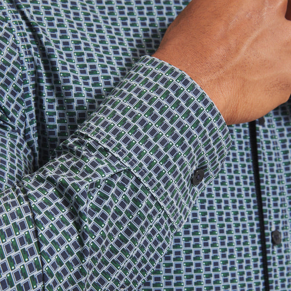 Leeward Dress Shirt - Ctrl+Alt+Delete Print, fabric swatch closeup