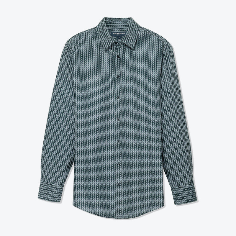 Leeward Dress Shirt - Ctrl+Alt+Delete Print, lifestyle/model