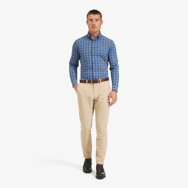Leeward Dress Shirt - Blue Gold Plaid, lifestyle/model