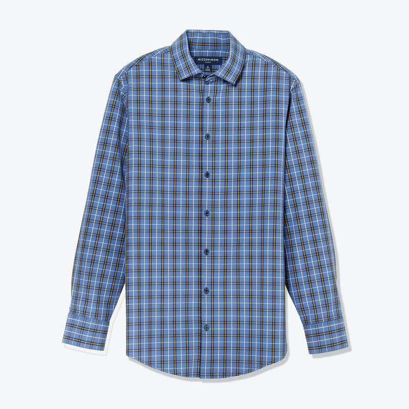 Leeward Dress Shirt - Blue Gold Plaid, lifestyle/model