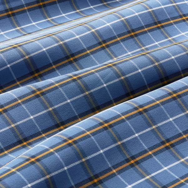 Leeward Dress Shirt - Blue Gold Plaid, fabric swatch closeup