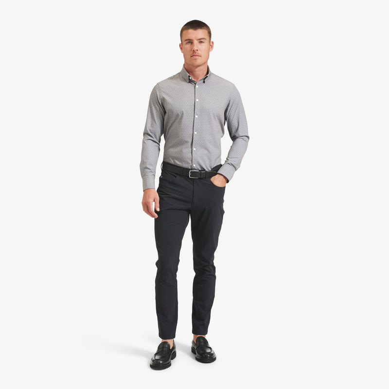 Leeward Dress Shirt - Gray Floral Dot Print, lifestyle/model