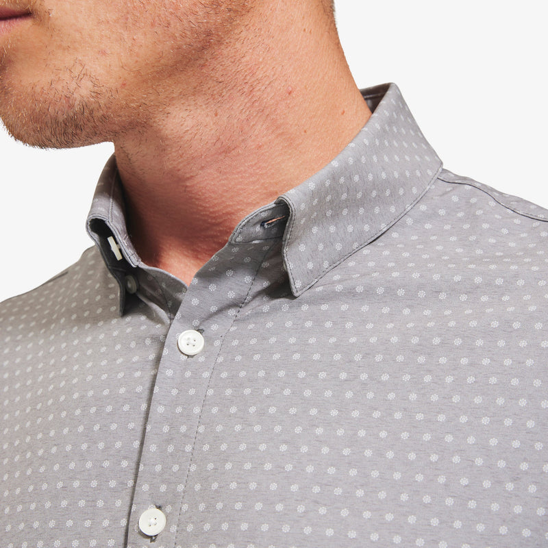 Leeward Dress Shirt - Gray Floral Dot Print, lifestyle/model