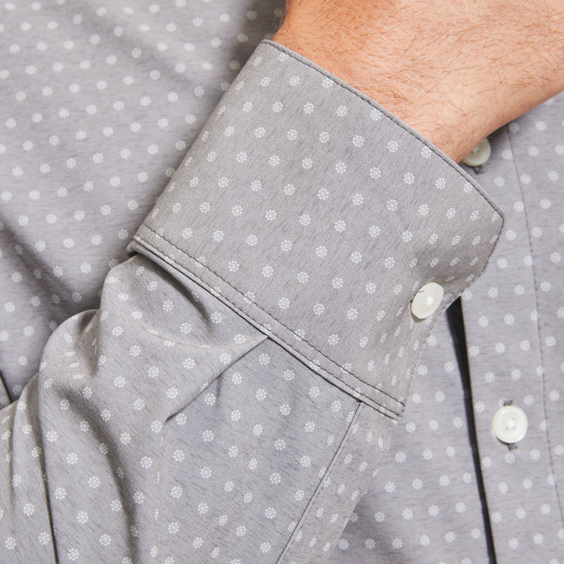 Leeward Dress Shirt - Gray Floral Dot Print, lifestyle/model