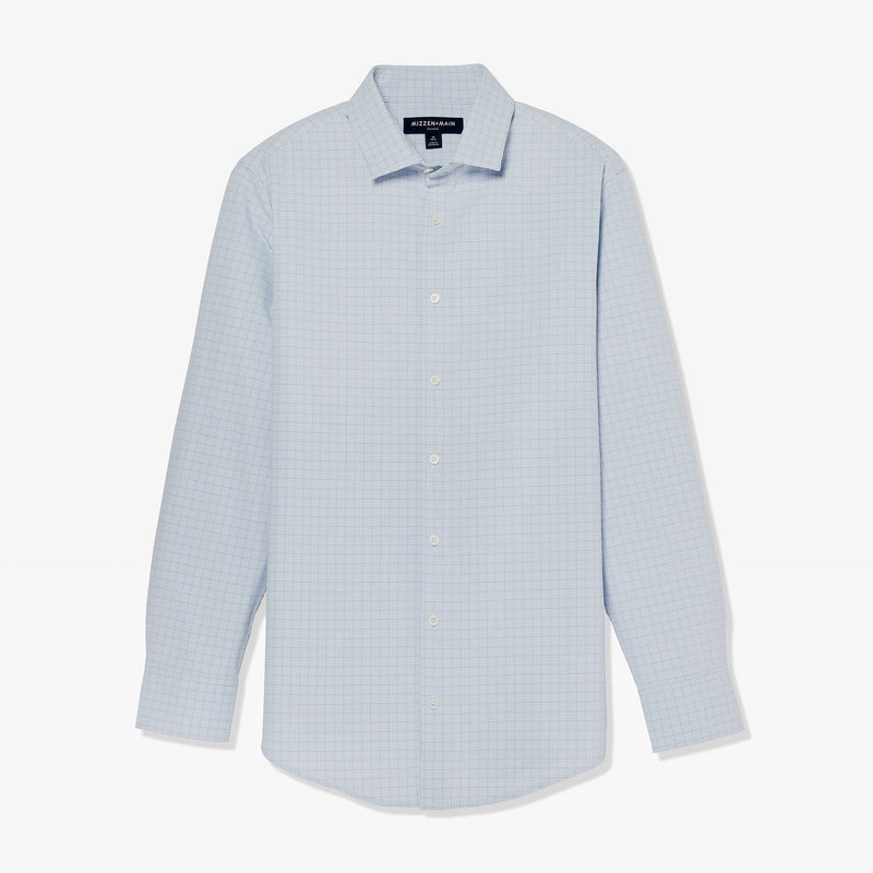 Leeward Dress Shirt - Light Blue Mini Plaid, lifestyle/model