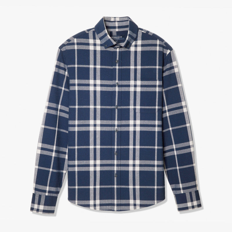 City Flannel - Navy Gray Large&nbsp;Plaid, fabric swatch closeup