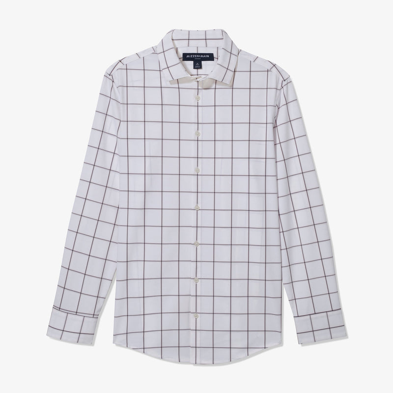 Leeward Dress Shirt - Nightshade Windowpane, fabric swatch closeup