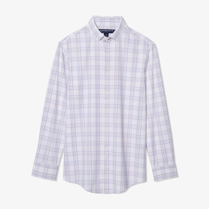 Leeward Dress Shirt - Bright White Multi Plaid, fabric swatch closeup