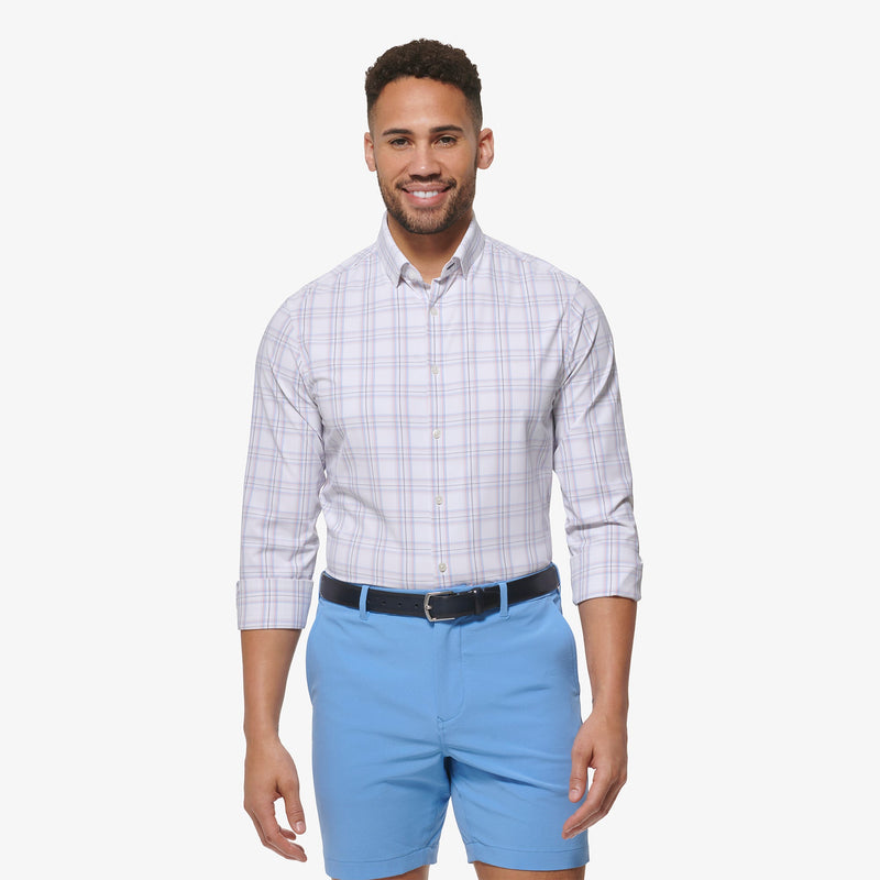 Leeward Dress Shirt - Bright White Multi Plaid, featured product shot