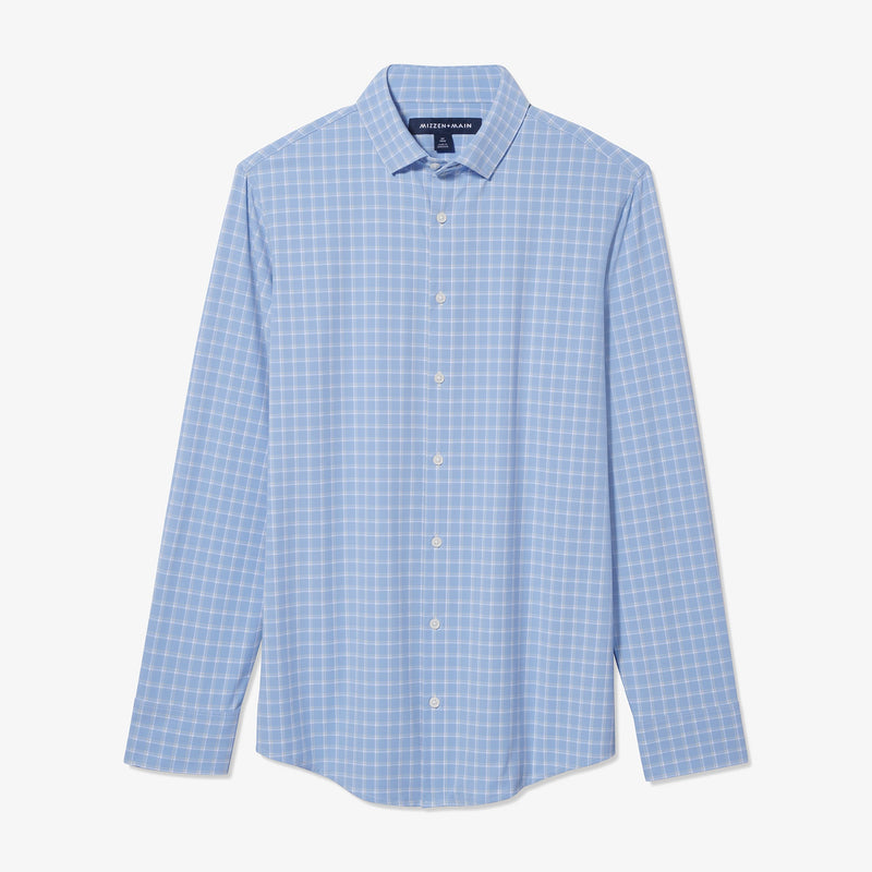 Monaco Dress Shirt - Provence Windowpane, fabric swatch closeup