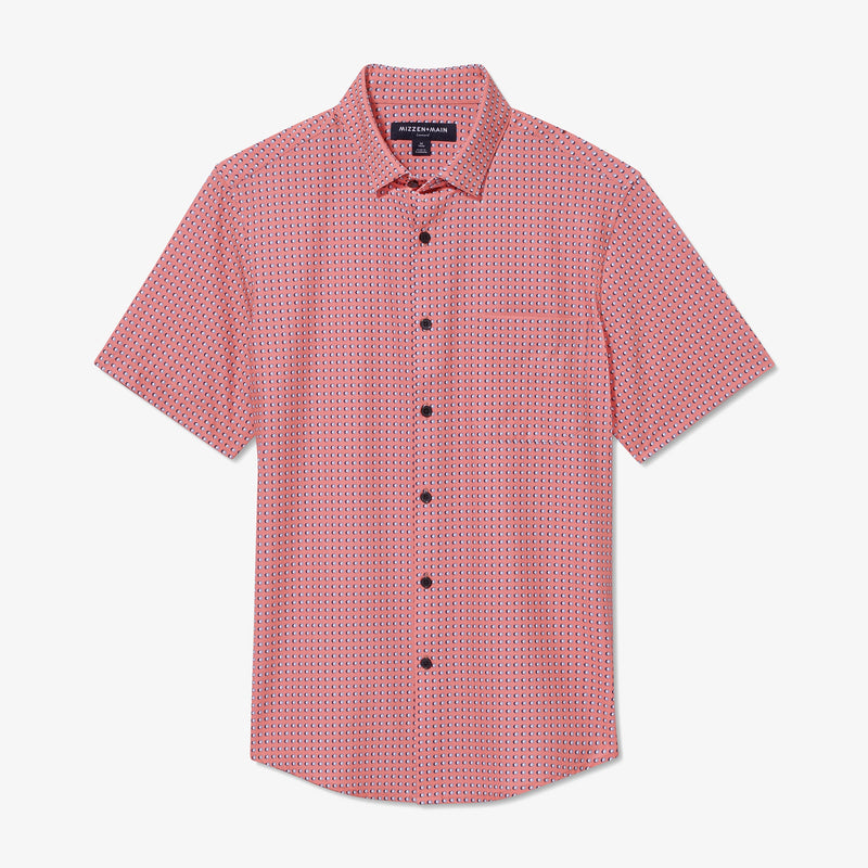 Leeward Short Sleeve - Tea Rose Geo Print, fabric swatch closeup