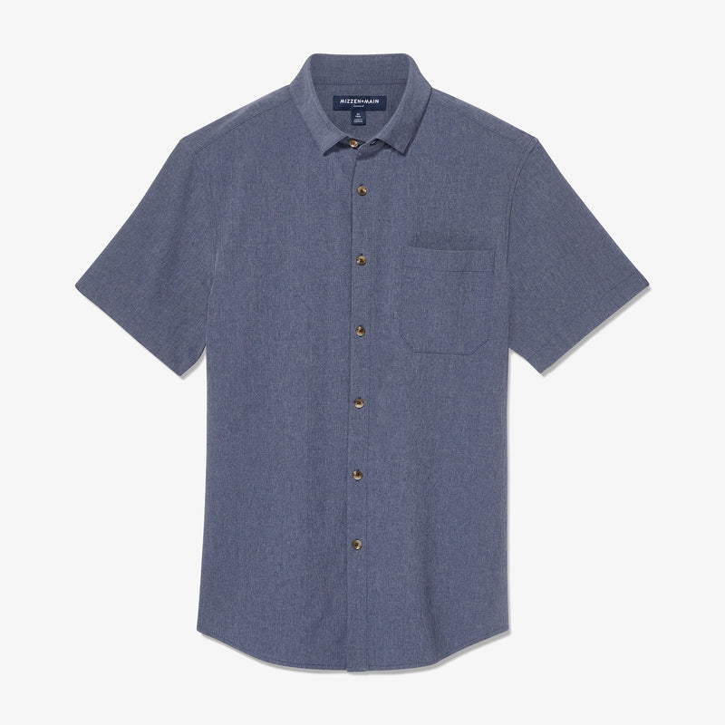 Leeward Short Sleeve - Maritime Blue Heather, fabric swatch closeup