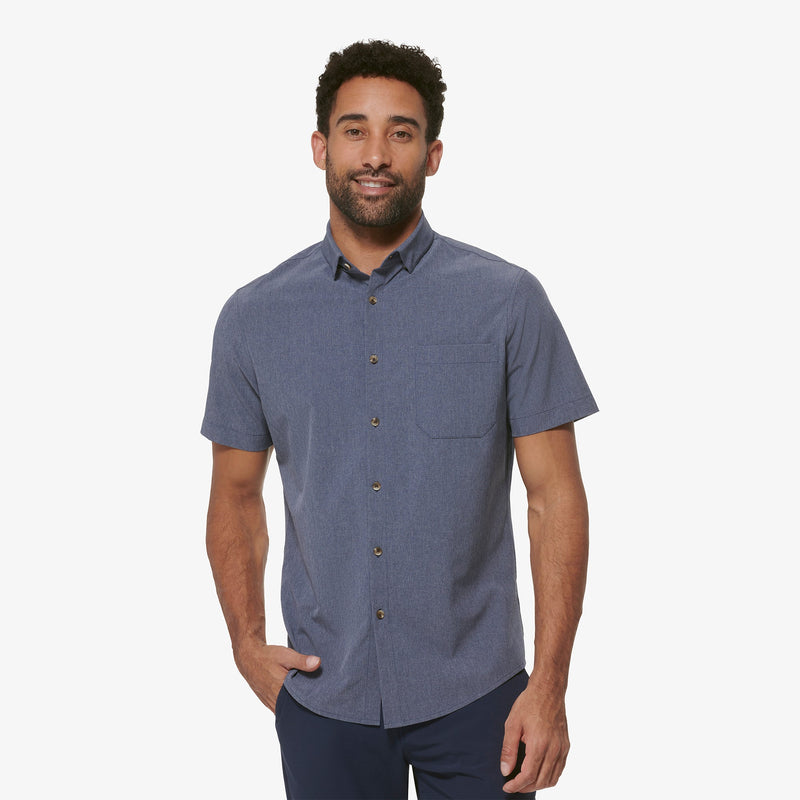Leeward Short Sleeve - Maritime Blue Heather, featured product shot