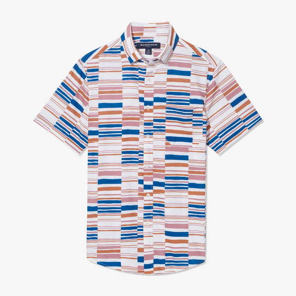 Leeward Short Sleeve - Auburn Multi Stripe, fabric swatch closeup
