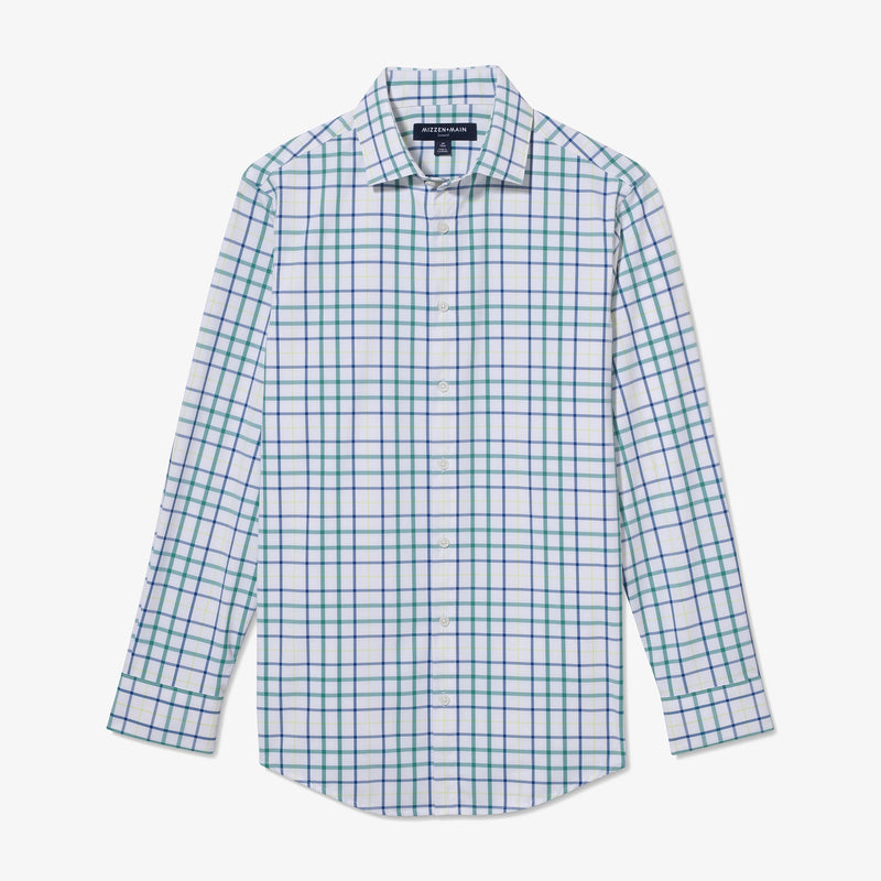 Leeward Dress Shirt - White Windowpane, fabric swatch closeup