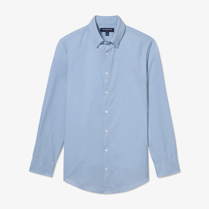 Leeward Dress Shirt - Skyway Circle Geo Print, fabric swatch closeup