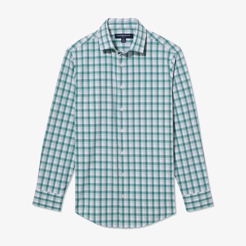 Leeward Dress Shirt - Deep Sea Multi Plaid, fabric swatch closeup