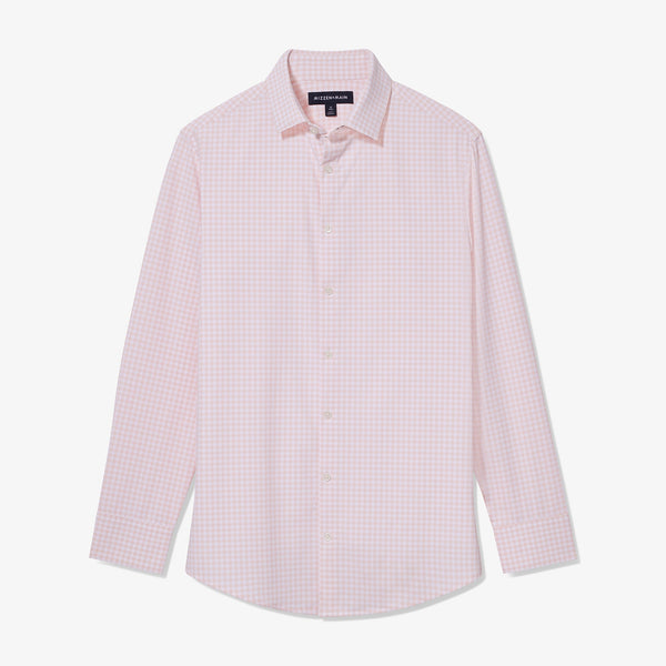 Monaco Dress Shirt - Lotus Gingham, fabric swatch closeup