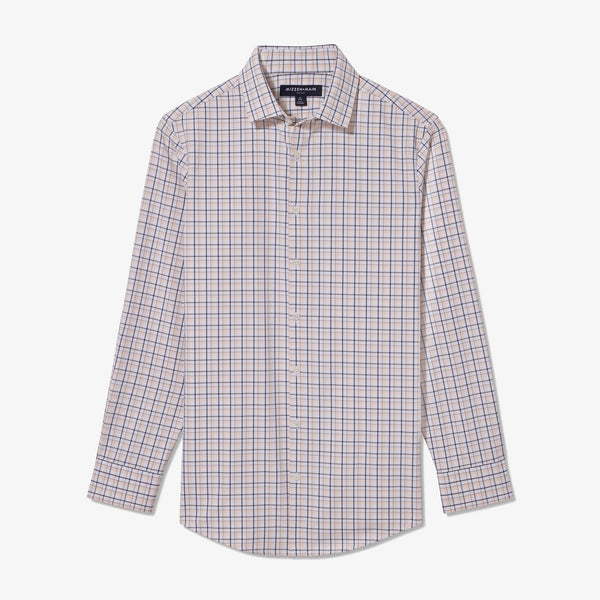 Leeward Dress Shirt - White Multi Plaid, fabric swatch closeup