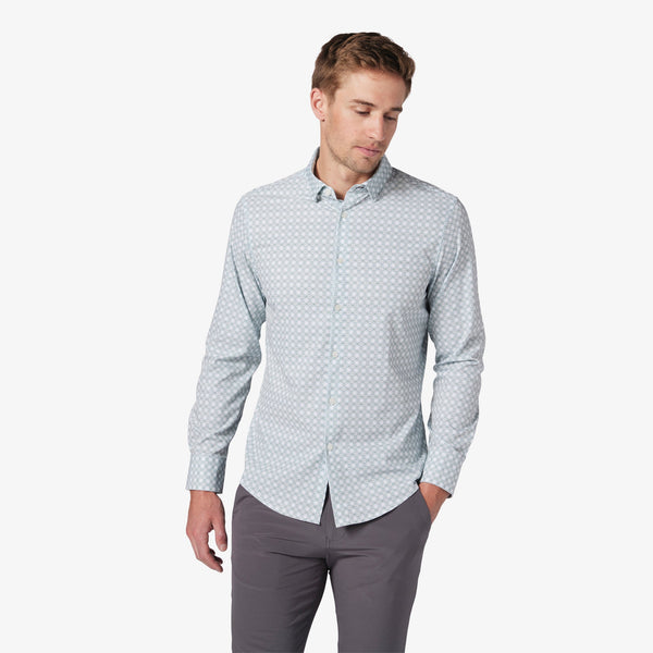 Leeward No Tuck Dress Shirt - White Abstract Geo, featured product shot