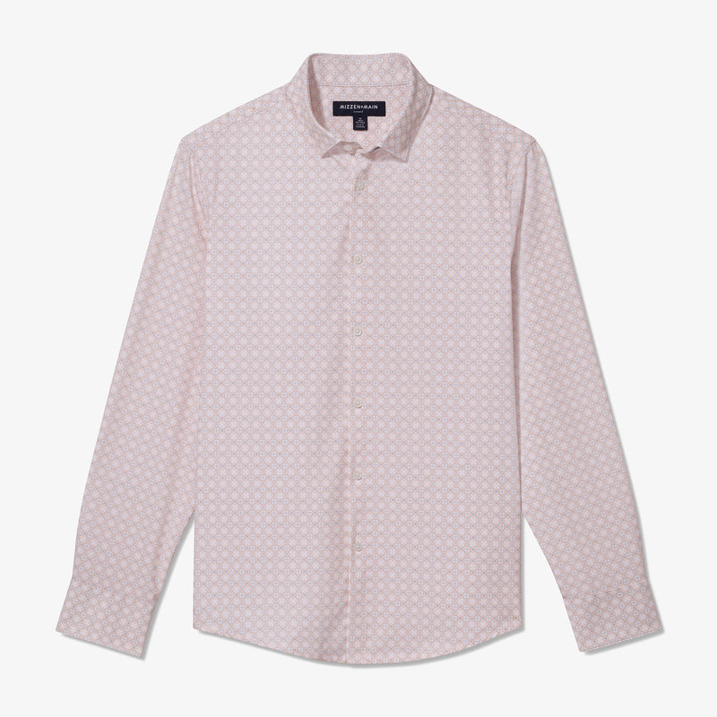 Leeward No Tuck Dress Shirt - Prairie Sunset Abstact Geo, fabric swatch closeup