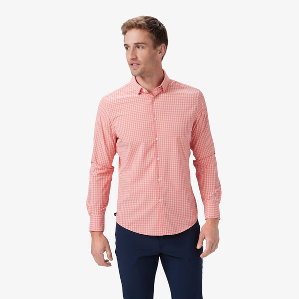 Leeward No Tuck Dress Shirt - Tea Rose Micro&nbsp;Gingham, featured product shot