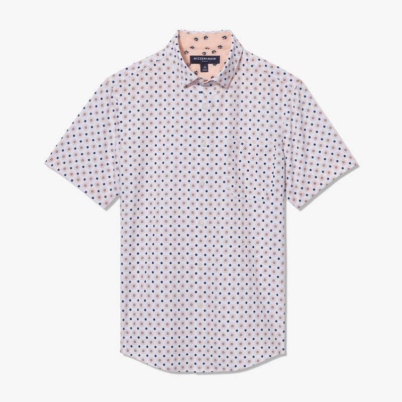 Leeward Short Sleeve - White Floral Print, fabric swatch closeup