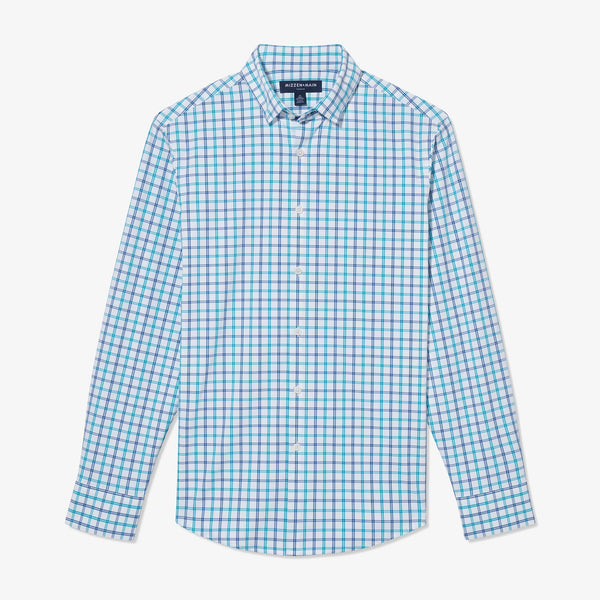 Leeward No Tuck Dress Shirt - White Windowpane, fabric swatch closeup