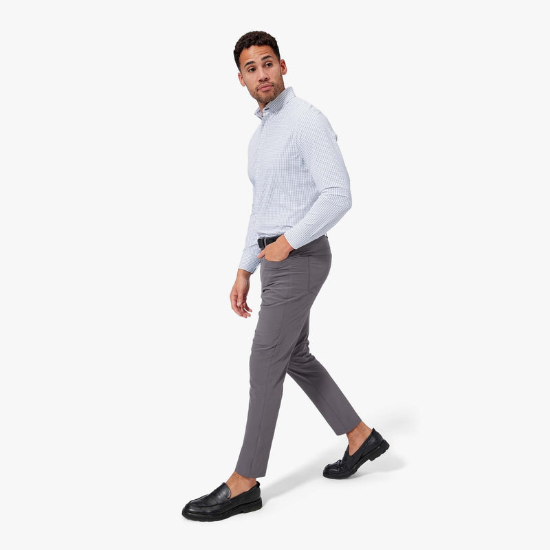 Leeward Dress Shirt - Light Blue Navy Mini Grid, lifestyle/model