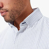 Leeward Dress Shirt - Light Blue Navy Mini Grid, lifestyle/model photo