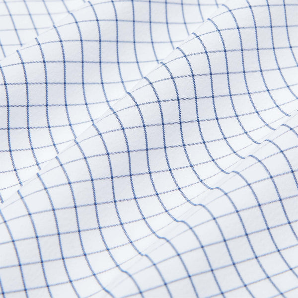 Leeward Dress Shirt - Light Blue Navy Mini&nbsp;Grid, fabric swatch closeup