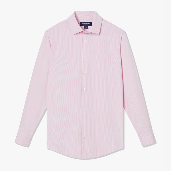 Leeward Dress Shirt - Rose Banker Stripe, fabric swatch closeup