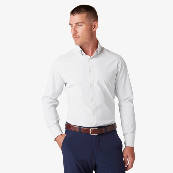 Leeward Dress Shirt - Silver Banker Stripe, featured product shot