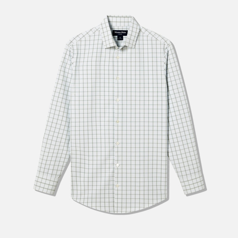 Leeward Dress Shirt - Sky Hampton Plaid, fabric swatch closeup