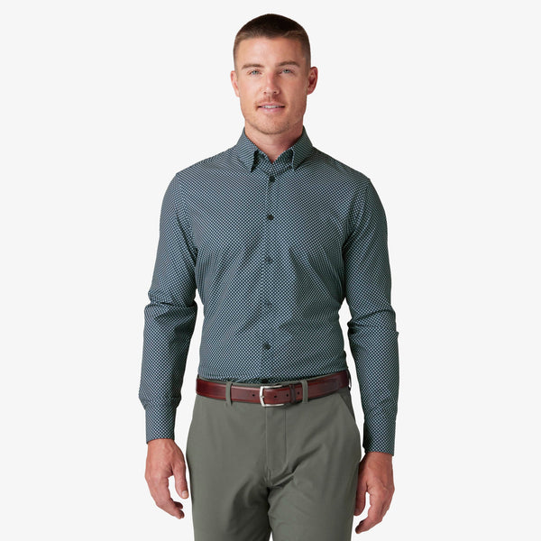 Leeward Dress Shirt - Navy Dash Repeat, featured product shot