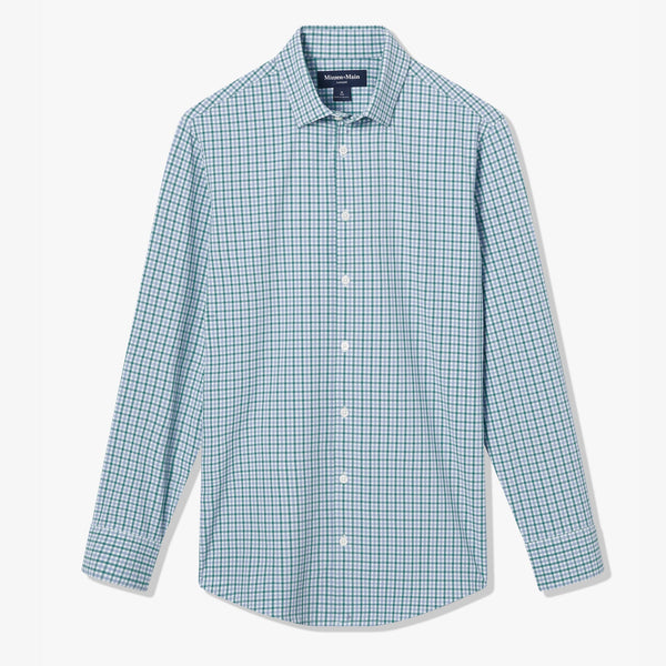 Leeward Dress Shirt - Deep Sea Oaklawn&nbsp;Plaid, fabric swatch closeup