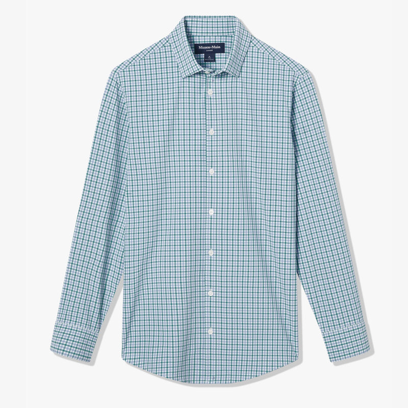 Leeward Dress Shirt - Deep Sea Oaklawn Plaid, fabric swatch closeup