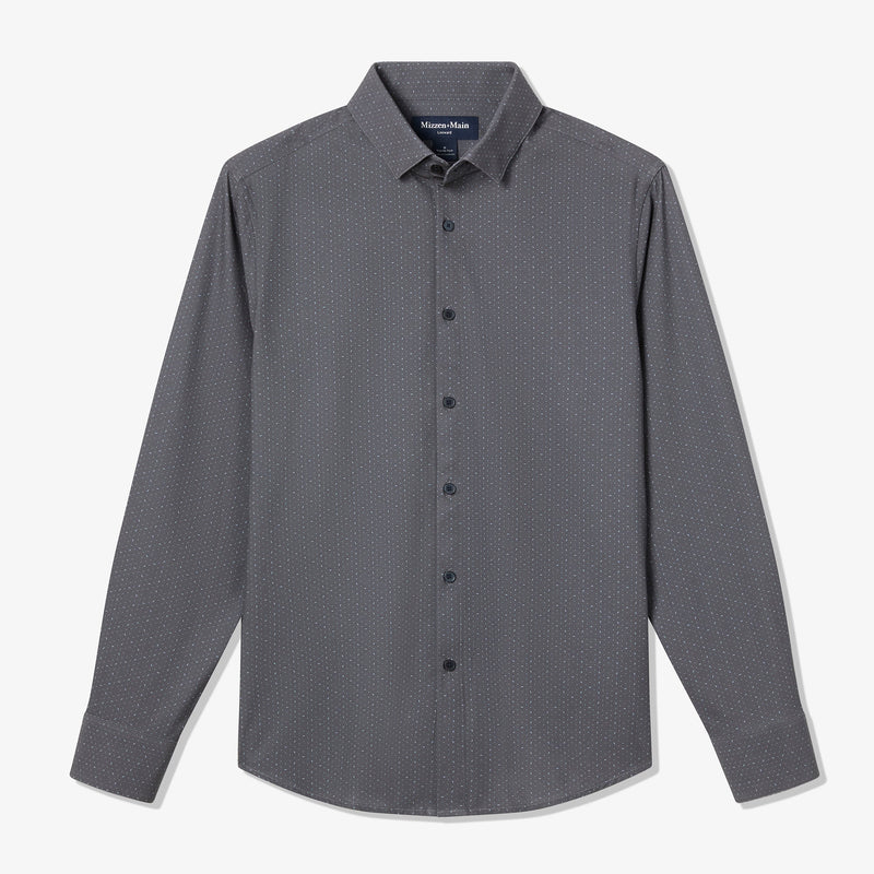 Leeward No Tuck Dress Shirt - Pewter Scattered Dash, fabric swatch closeup