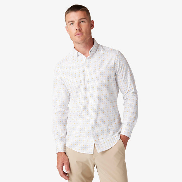 Leeward No Tuck Dress Shirt - White Geo Floral, featured product shot