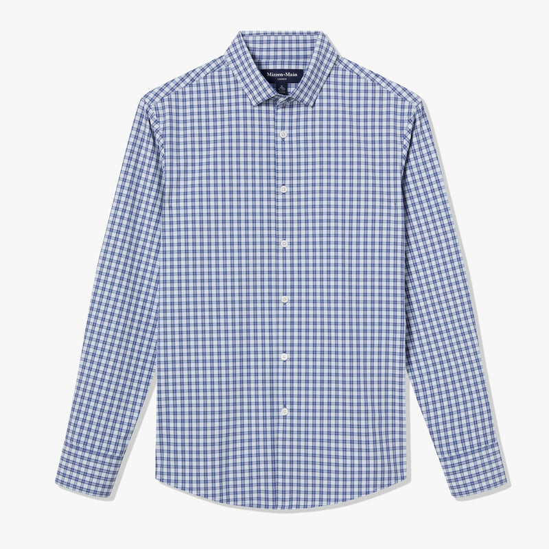 Leeward No Tuck Dress Shirt - Coastal Fjord Belmont Plaid, fabric swatch closeup