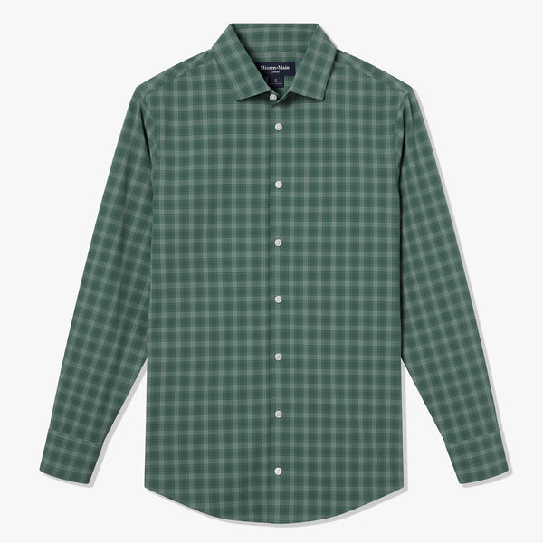 Leeward Dress Shirt - Bistro Green Dallas&nbsp;Plaid, fabric swatch closeup