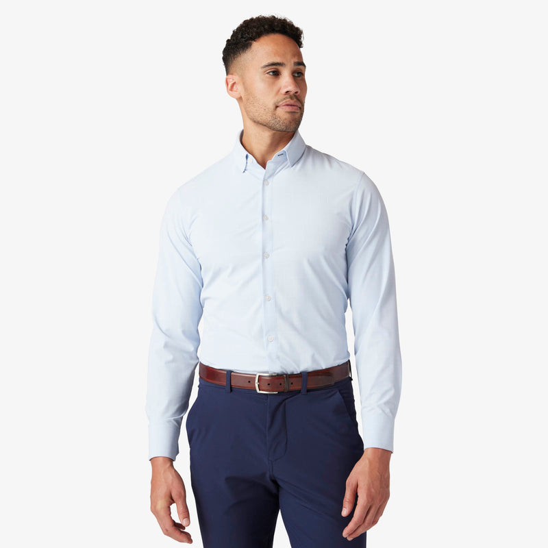 Monaco Dress Shirt - Sky Lexington Plaid, featured product shot
